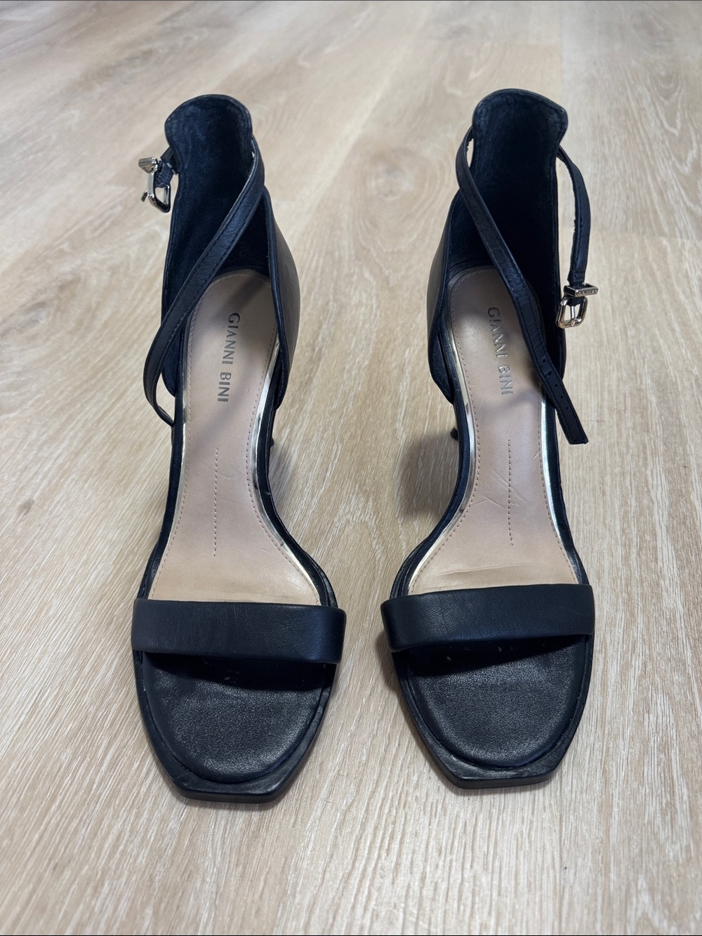 Gianni Bini Black Open-Toe Ankle-Strap Heels